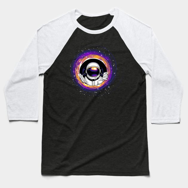 astronaut looking from a blackhole Baseball T-Shirt by Mako Design 